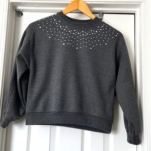 Zara Gray Rhinestone Studded Sweater Girls size 10
